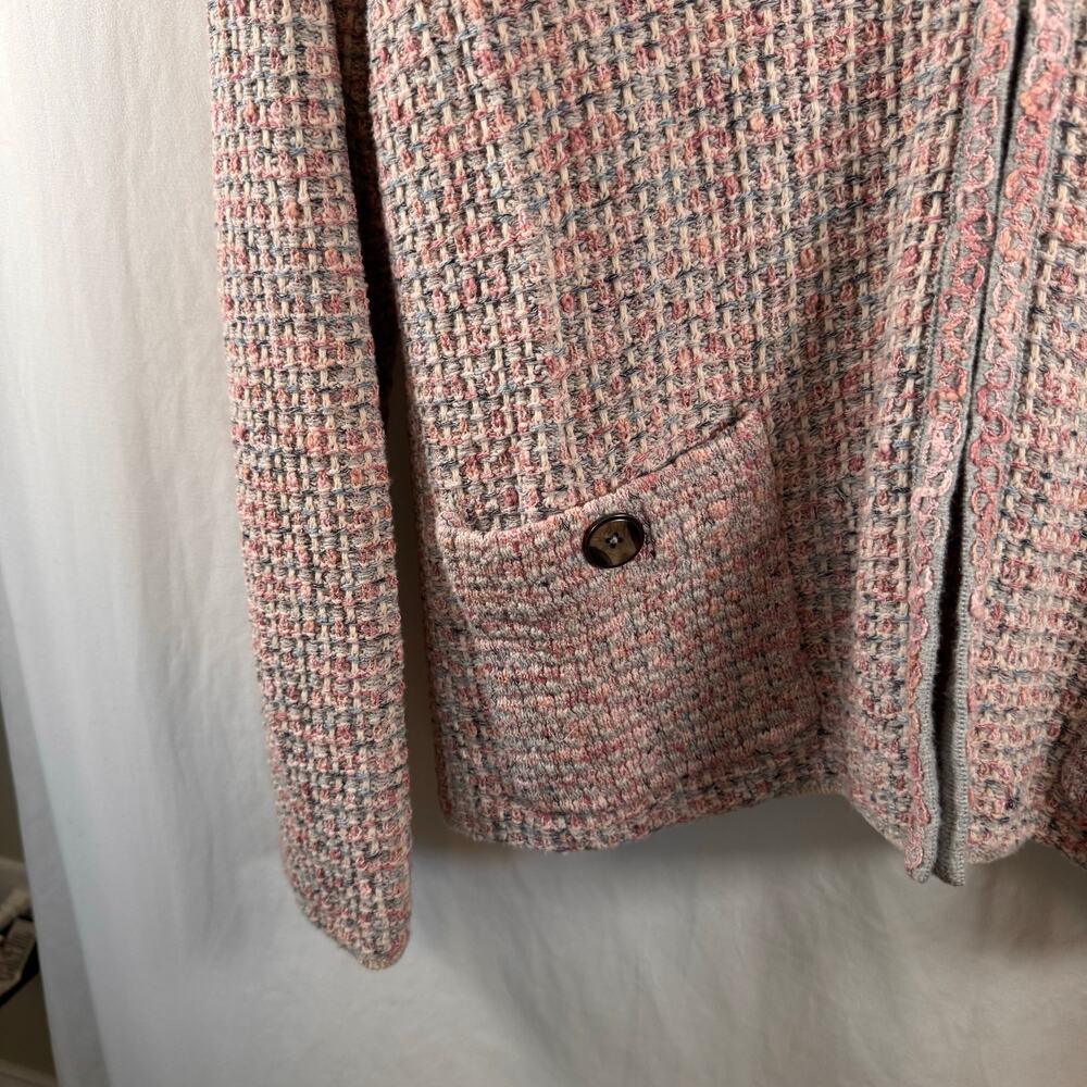 J.Jill Women’s L Cottagecore Cardigan Sweater Pink Cotton Blend Embroidered Boho - Picture 10 of 12